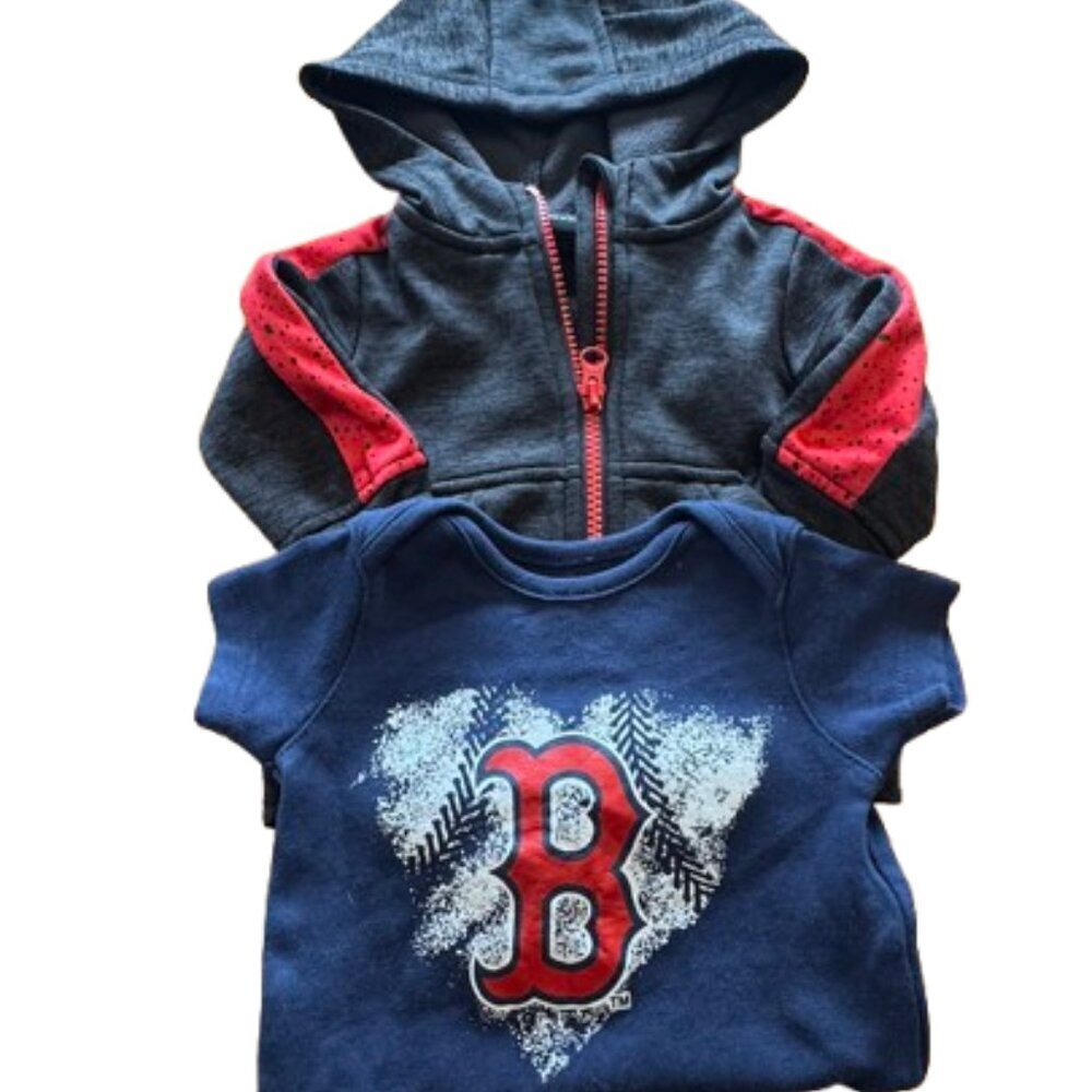 Boston Red Socks Onesie and Matching Sweatshirt. Size 3 months - Unisex (E39)
